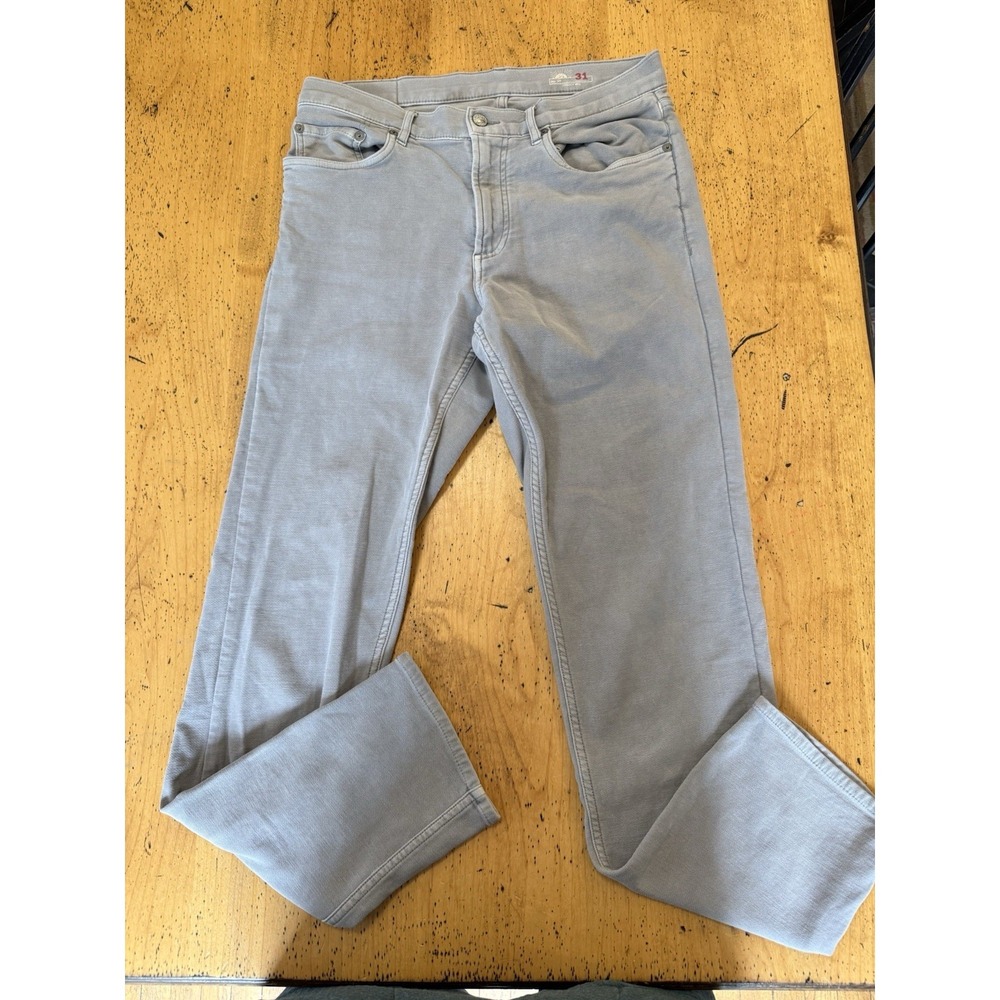 Faherty Pants Men 31x30 Slate Gray Stretch Terry 5 Pocket Straight